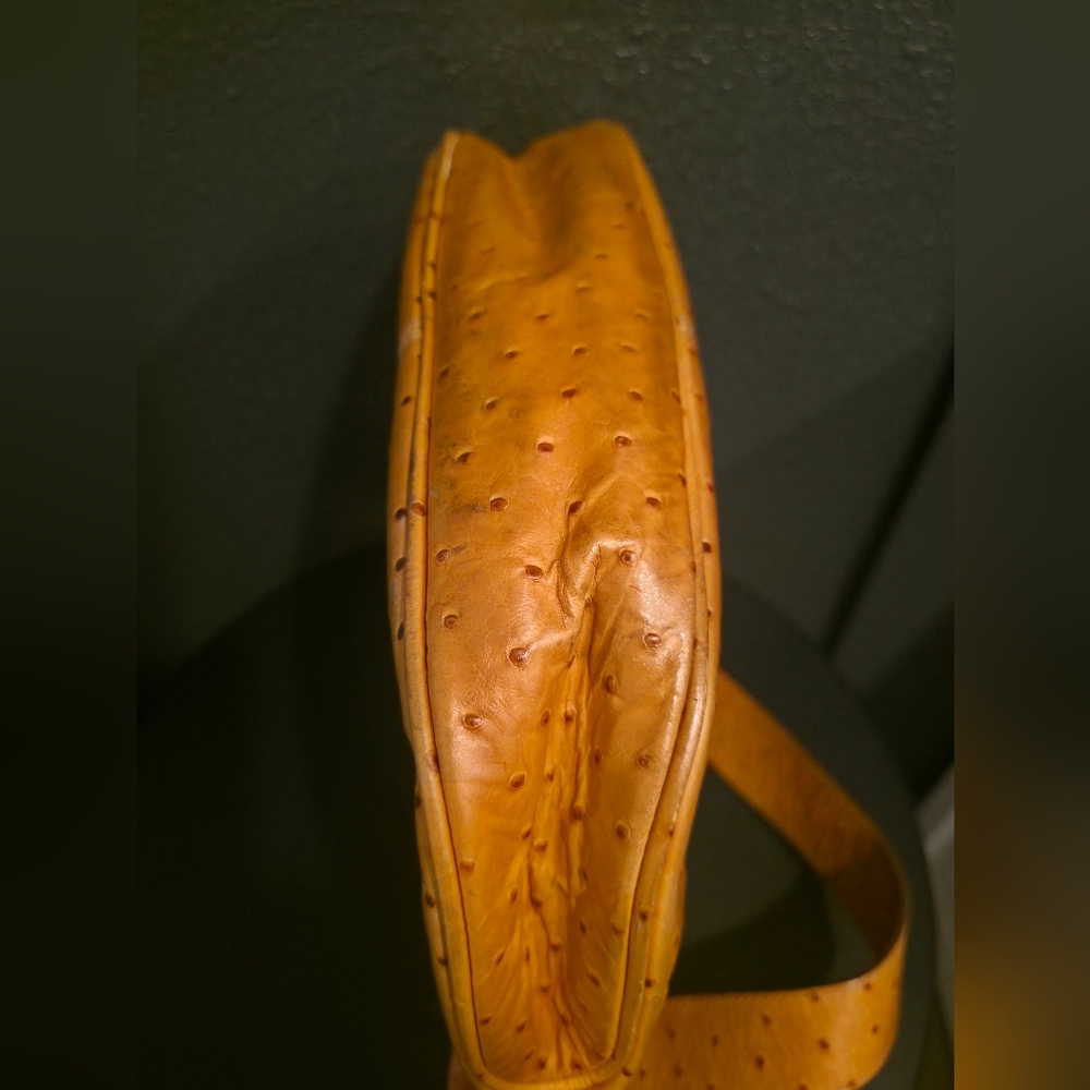 Dooney & Bourke Ostrich-Embossed Leather Hobo Bag,  butterscotch color. - Picture 8 of 16